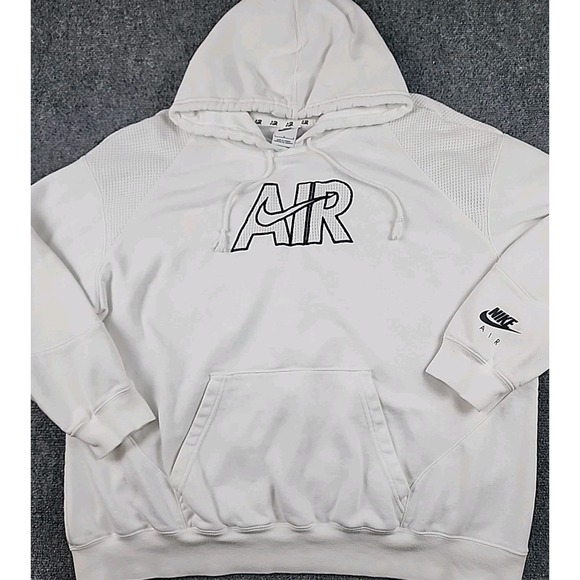 Nike Other - Nike Air‎ Hoodie Mens L  White Embroidered Logo Swoosh Mesh Embroidered Jordan